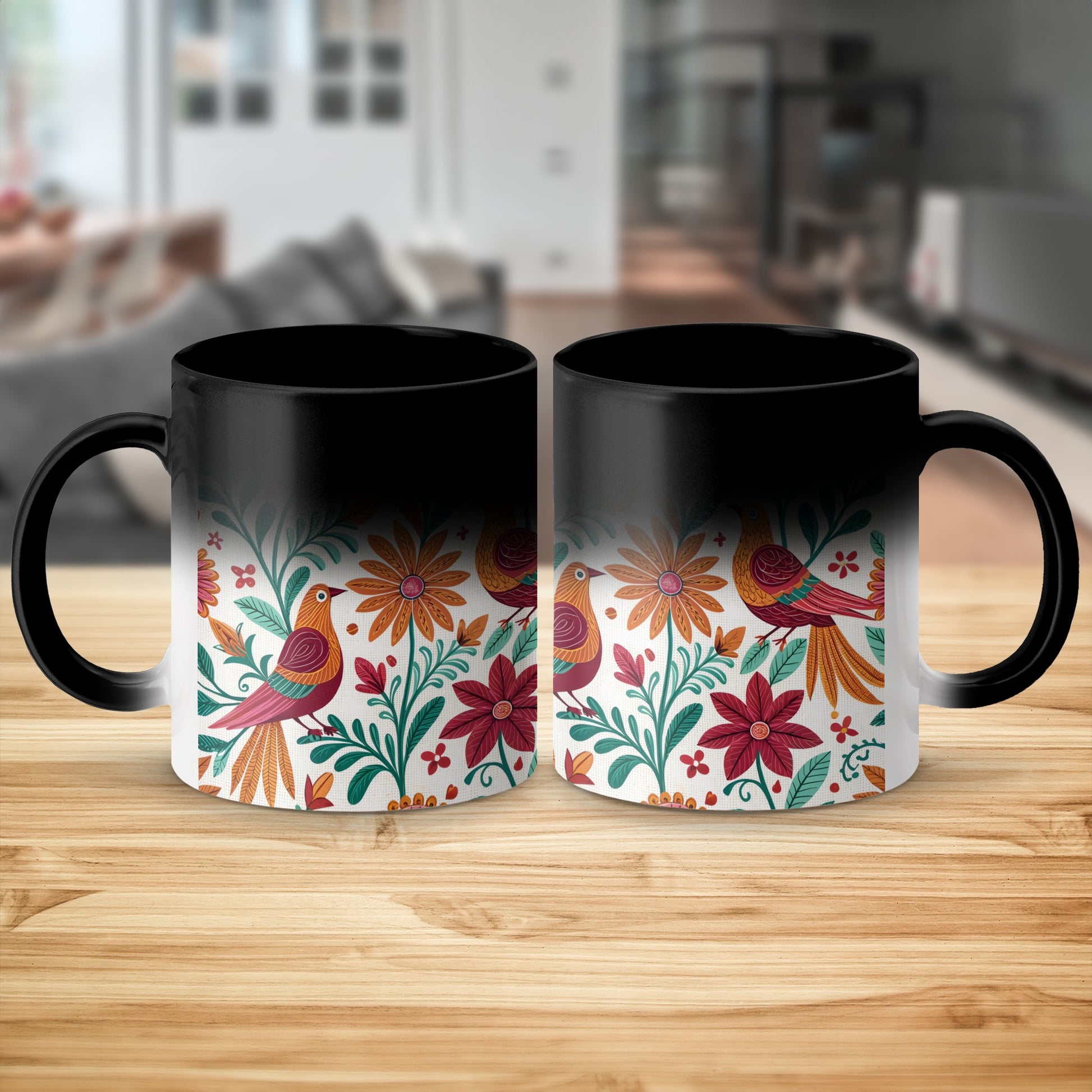 Color Changing Coffee Mug with Vibrant Bird Design product