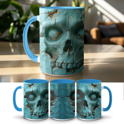 Distressed Skull Design Blue Ceramic Mug product type