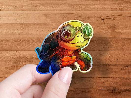 Adorable Turtle Wearing Goggles Colorful Sticker product