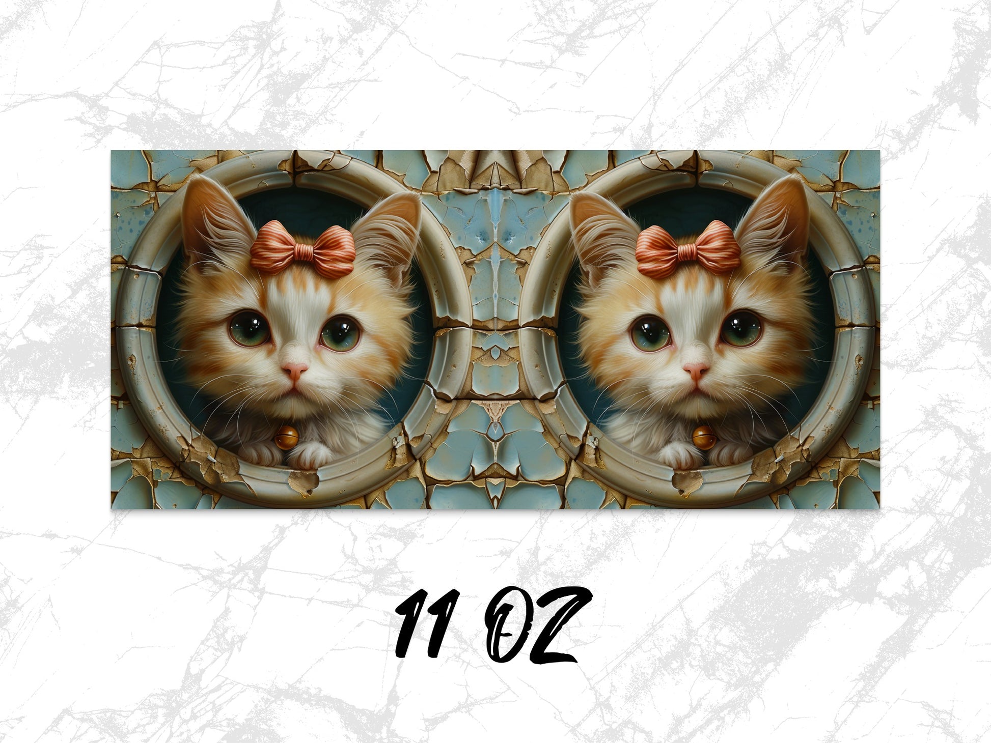 Cute Cat Coffee Mug, 11oz Kitten Art Cup, Vintage Frame Design, Animal Lover Gift, Unique Drinkware, Whimsical Cat Portrait Mug