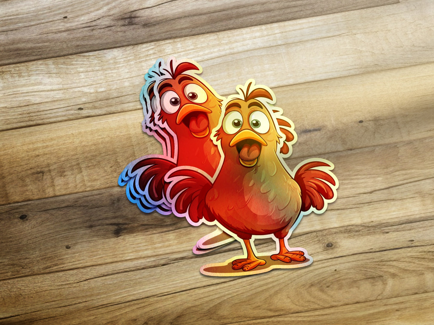 Funny Cartoon Chickens Colorful Sticker product type