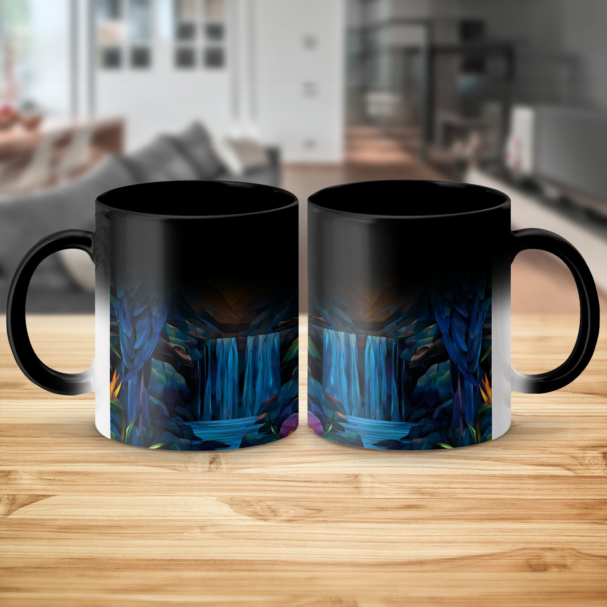 Majestic Waterfall Art Design Black Handle Mug product