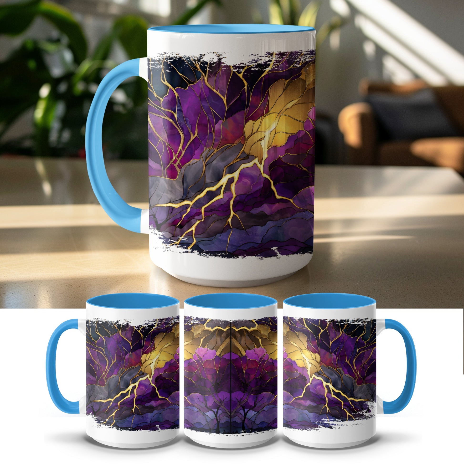 Striking Purple and Gold Lightning Storm Mug product