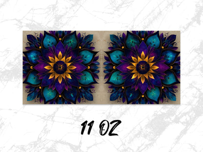Vibrant Floral Canvas Art Print, Colorful Mandala Wall Decor, 11 Oz Large Abstract Flower Artwork for Living Room