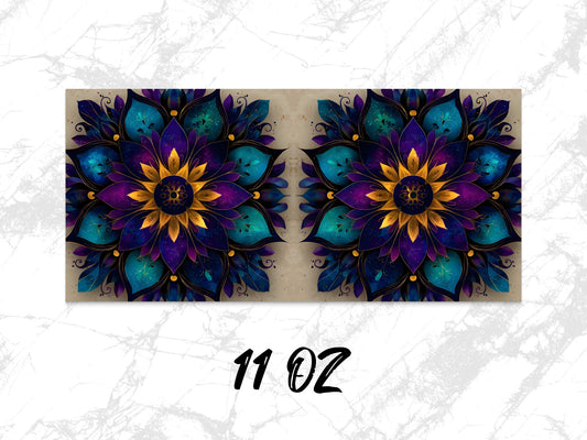 Vibrant Floral Canvas Art Print, Colorful Mandala Wall Decor, 11 Oz Large Abstract Flower Artwork for Living Room