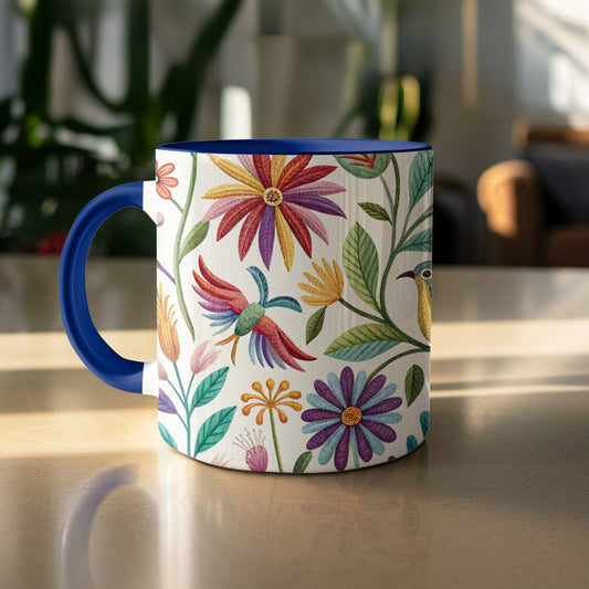Colorful Floral Bird Design Ceramic Coffee Mug product