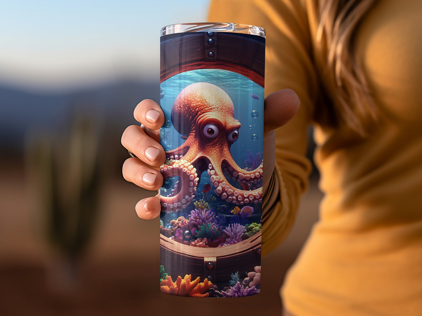Vibrant Octopus Underwater Scene Tumbler product