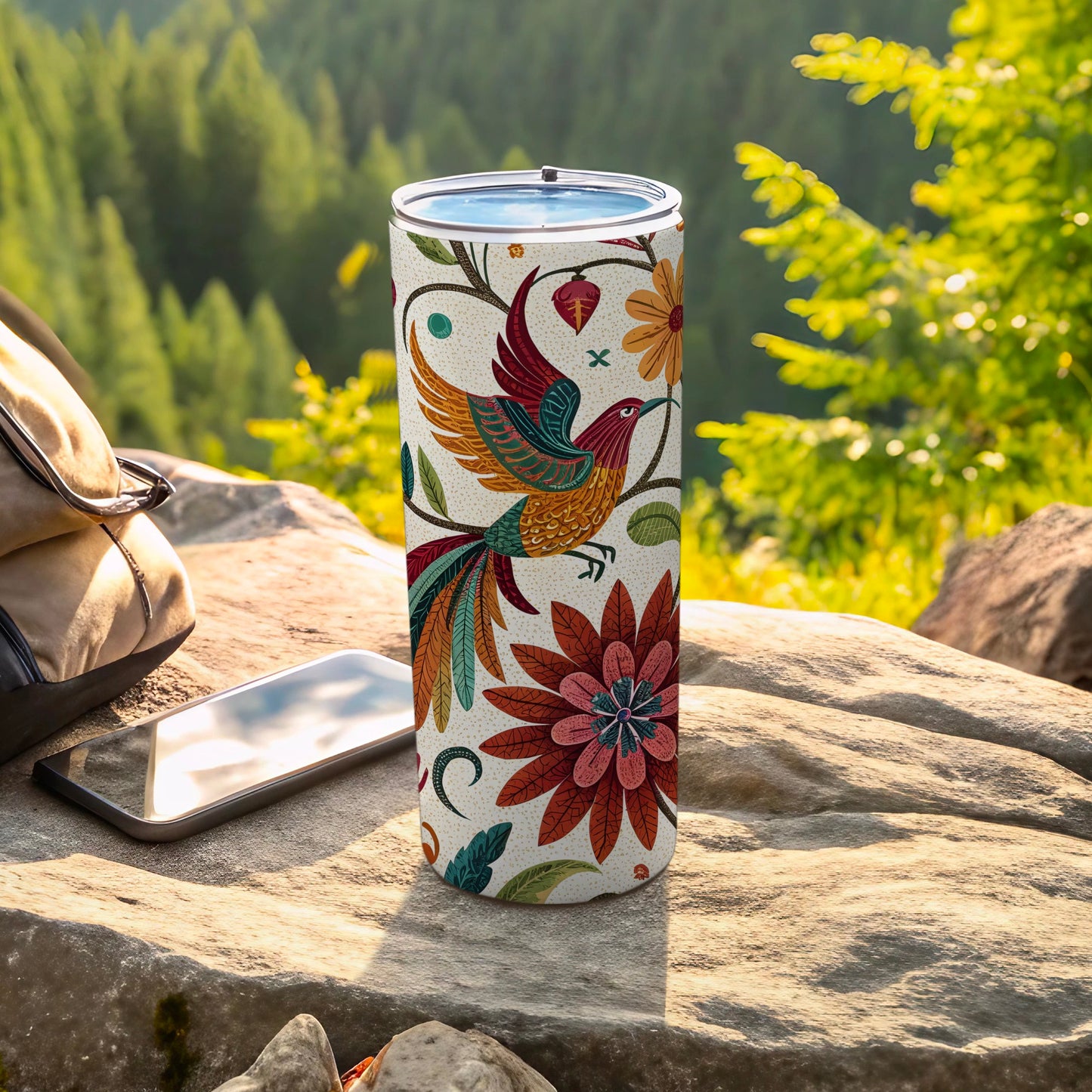 Colorful Floral Bird In Nature Theme Tumbler product