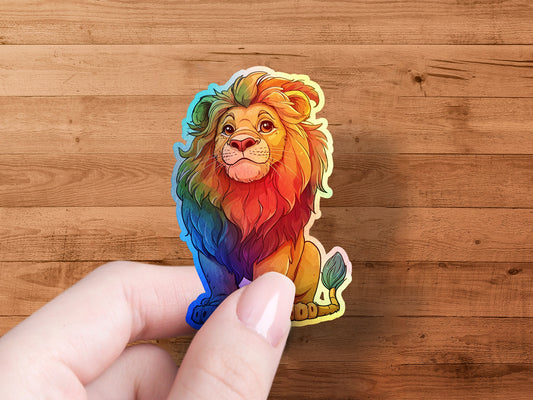 Colorful Lion Cartoon Sticker vibrant animal product