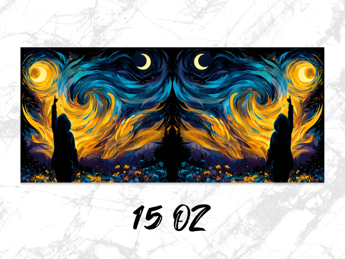 Abstract Starry Night Canvas Wall Art, Van Gogh Inspired Colorful Wall Decor, 15 Oz Large Print