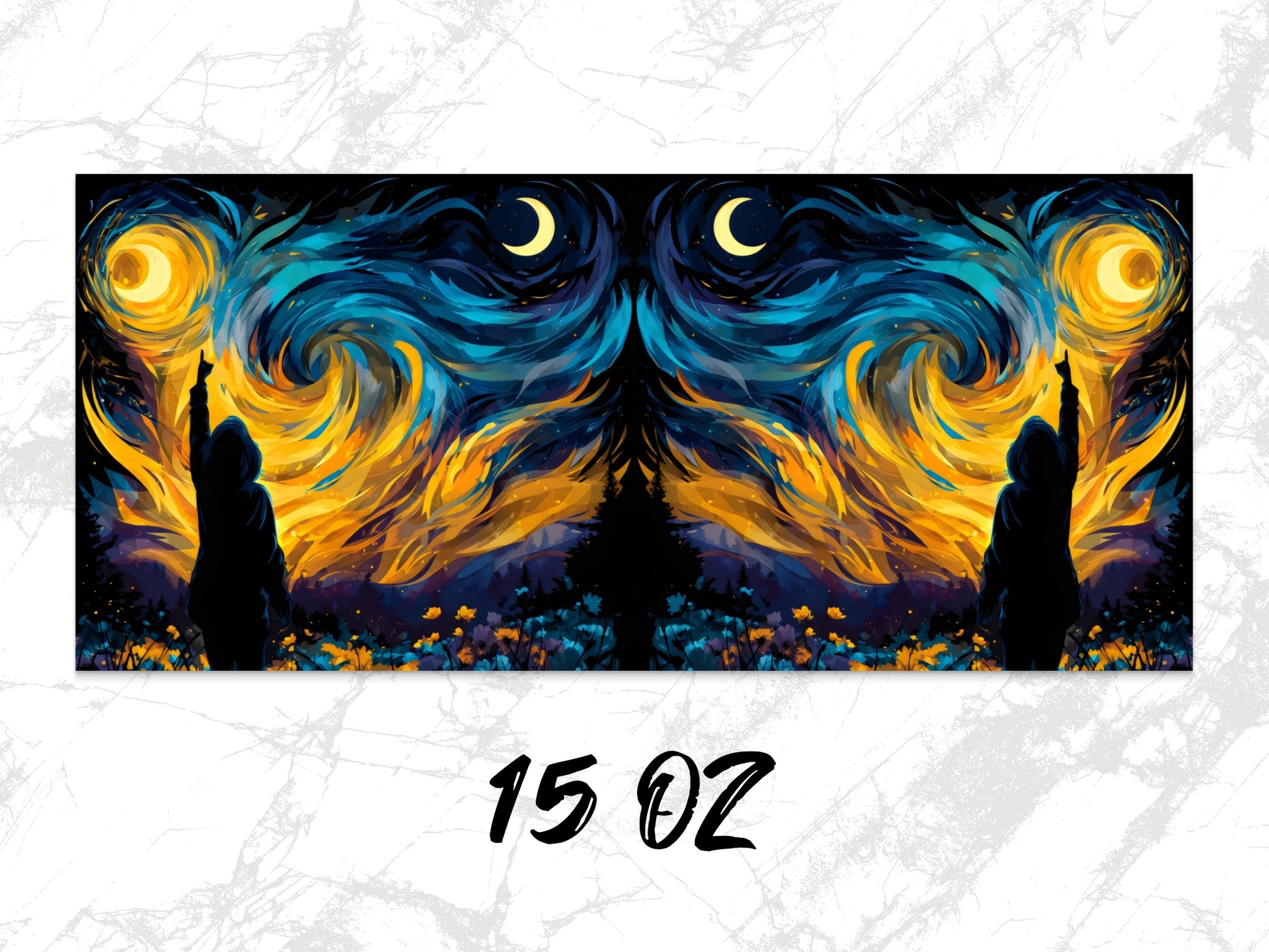 Abstract Starry Night Canvas Wall Art, Van Gogh Inspired Colorful Wall Decor, 15 Oz Large Print