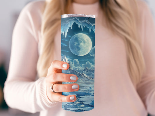 Icy Moonlit Landscape Travel Mug Unique Product Type