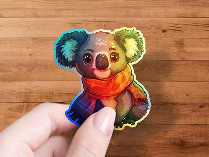 Adorable Koala Sticker with Red Scarf Design product type