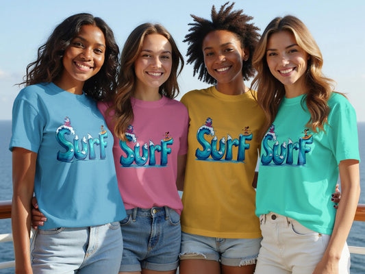 Colorful Surf Graphic Cute Summer Tops product type