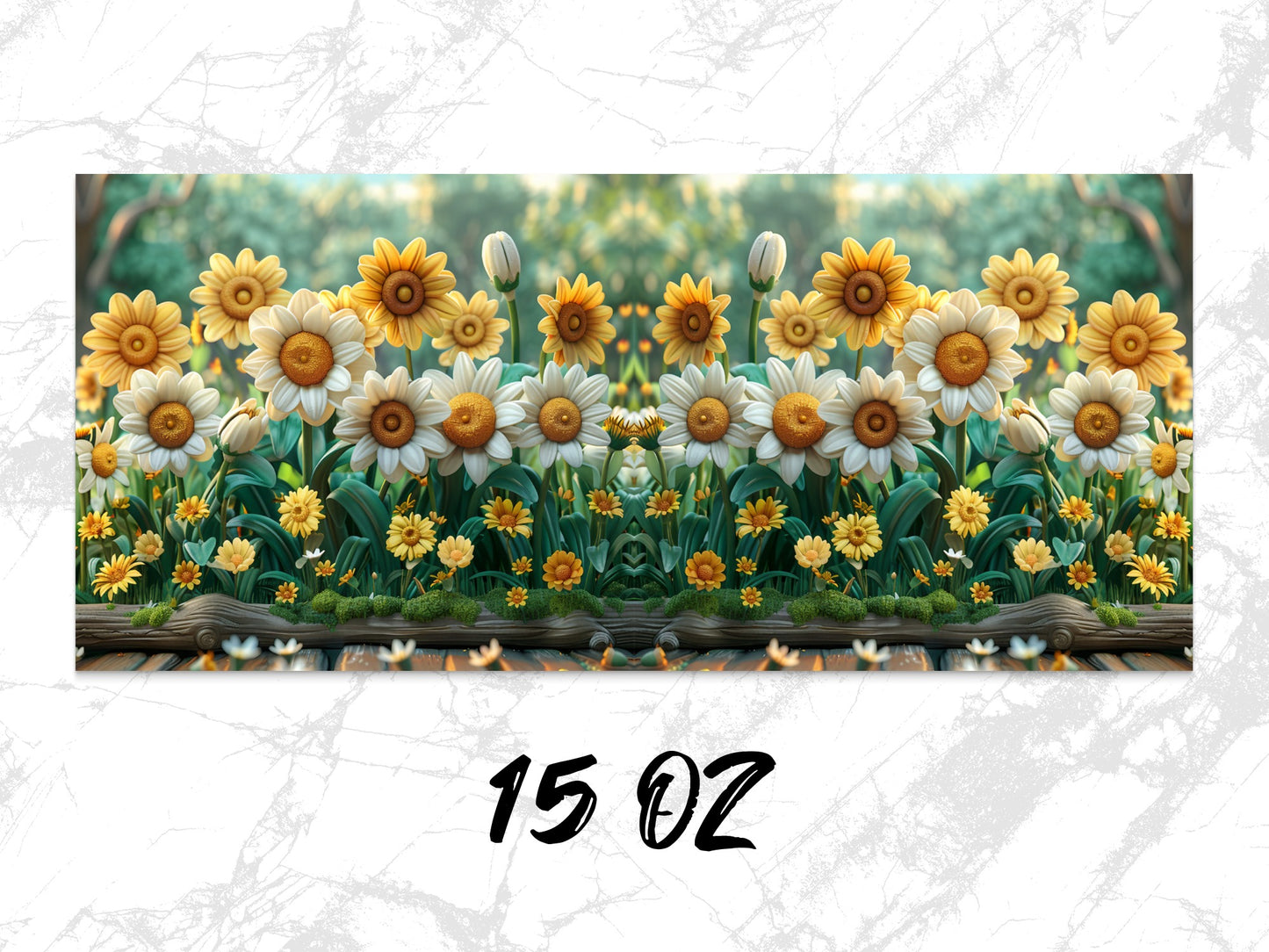 Colorful Sunflower and Daisy Print Wall Art, Vibrant Floral Home Decor, 15 Oz Canvas