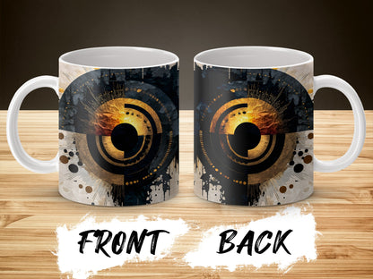 Unique Music Themed Coffee Mug, Vinyl Record Design, Perfect Gift for DJs and Music Lovers, Artistic Kitchenware