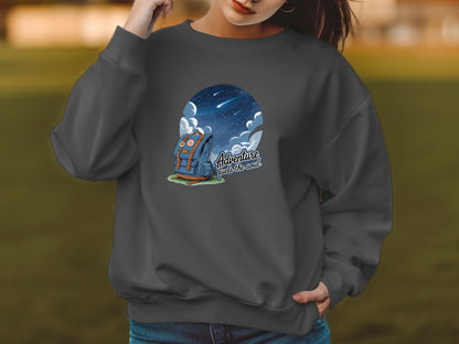 Adventure Awaits Dark Gray Graphic Sweatshirt product type