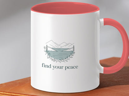 Find Your Peace Mountain Lake Design Mug product
