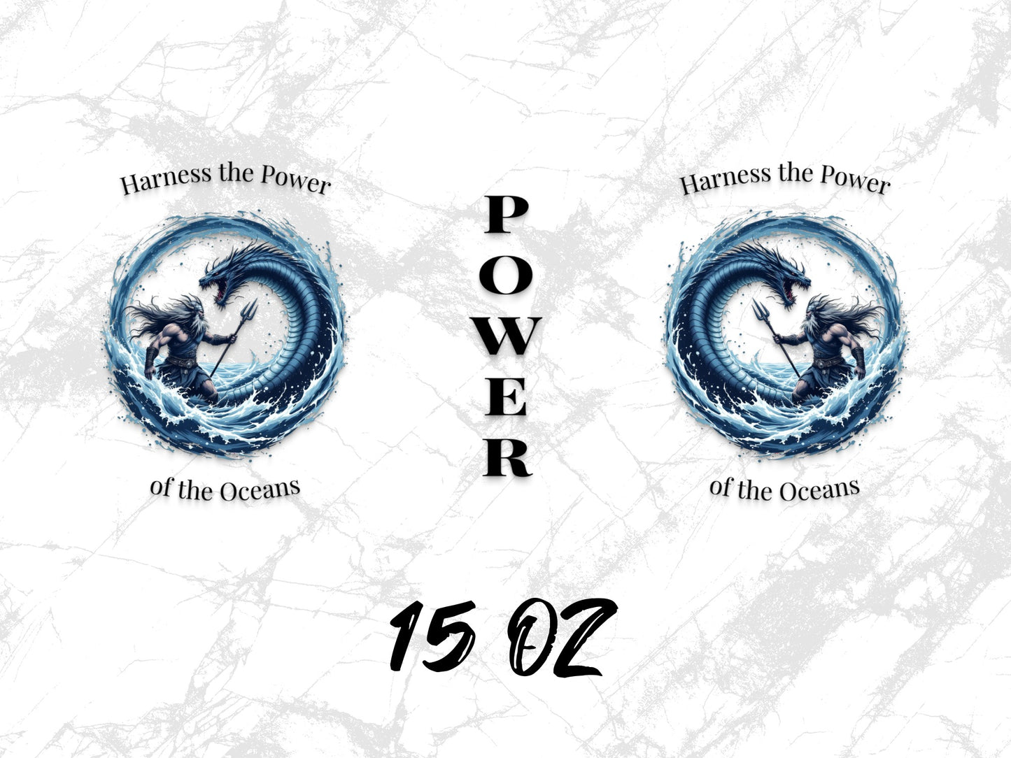 Ocean Power Art Print, Waves and Horse Design, Nautical Wall Decor, 15 oz Size, Abstract Sea Themed Poster
