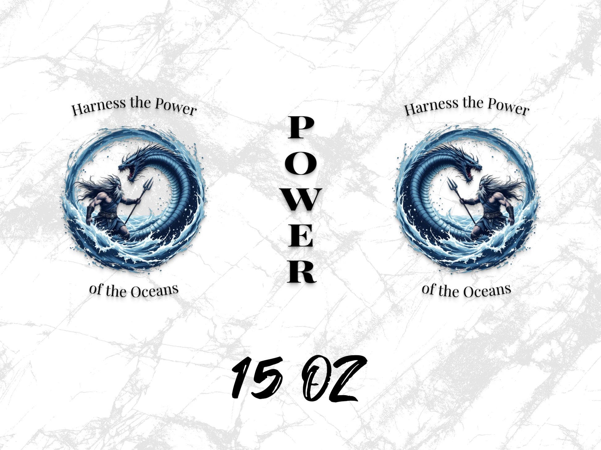 Ocean Power Art Print, Waves and Horse Design, Nautical Wall Decor, 15 oz Size, Abstract Sea Themed Poster