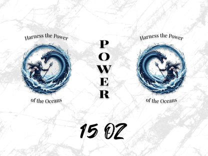 Ocean Power Art Print, Waves and Horse Design, Nautical Wall Decor, 15 oz Size, Abstract Sea Themed Poster