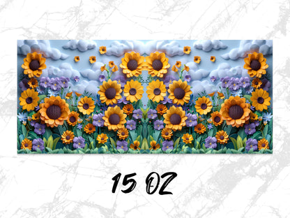 Vibrant Sunflower and Purple Floral Canvas Art Print, Modern Home Decor, Wall Decoration, 15 Oz