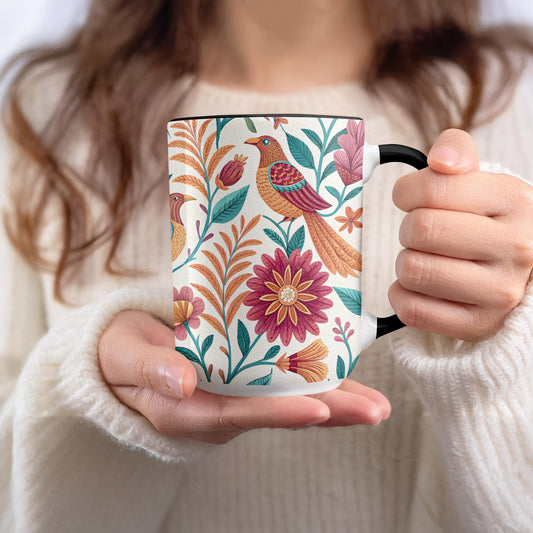 Colorful Floral Pattern Bird Design Mug product