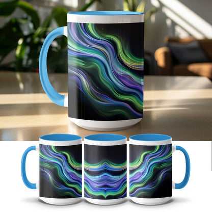 Vibrant Wavy Patterning On Blue Handle Mug product