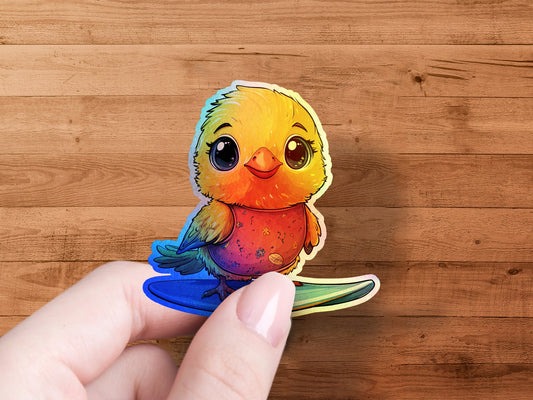Cute Colorful Baby Bird Sticker Adorable Bird Art product