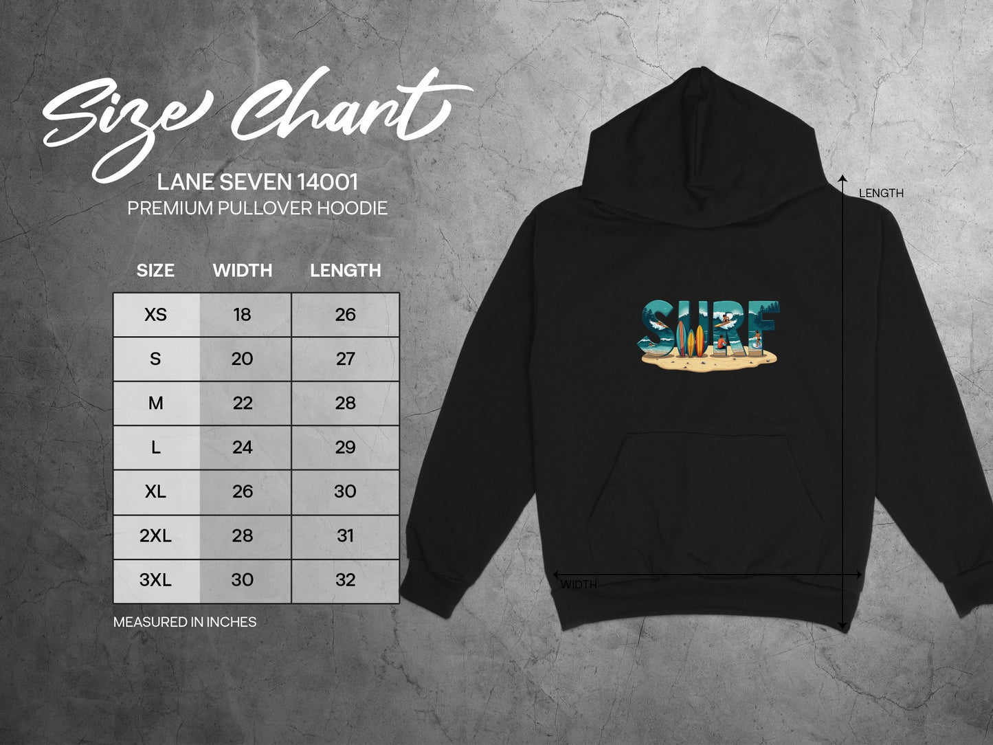 Surf Themed Graphic Premium Pullover Hoodie product type