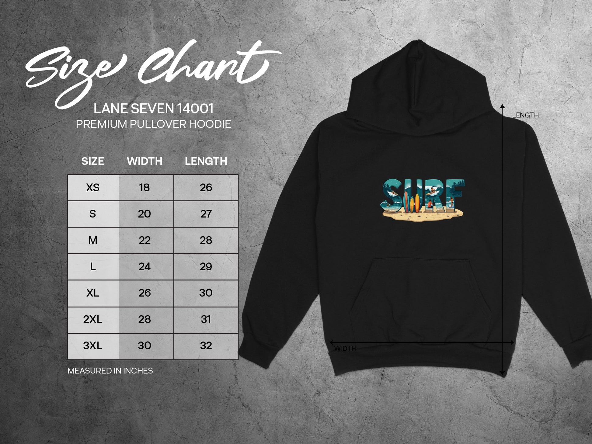 Surf Themed Graphic Premium Pullover Hoodie product type