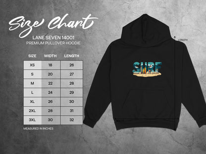 Surf Themed Graphic Premium Pullover Hoodie product type