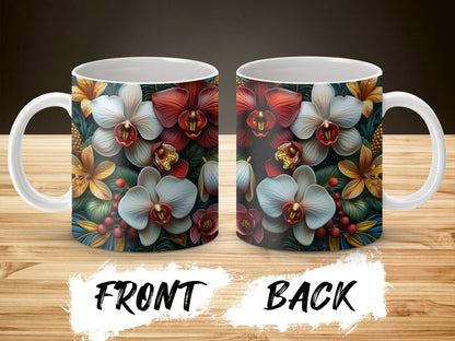 Tropical Flower Mug, Vibrant Floral Coffee Cup, Exotic Botanical Design, Gift Idea, Colorful Kitchen Decor