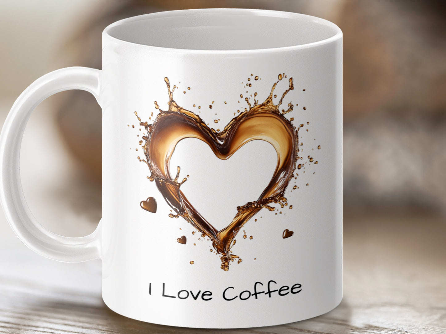 I Love Coffee White Mug With Heart Splash product