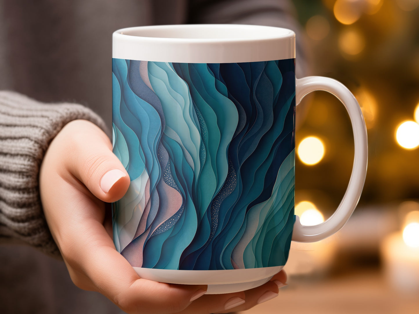 Abstract Ocean Wave Design Ceramic Coffee Mug product