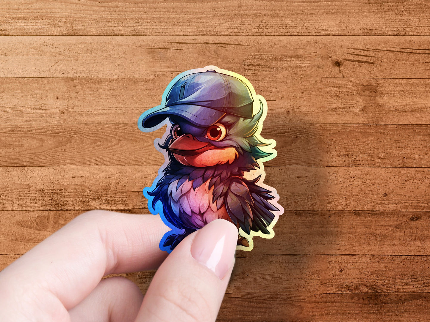 Adorable Cartoon Bird Sticker with Baseball Cap product type