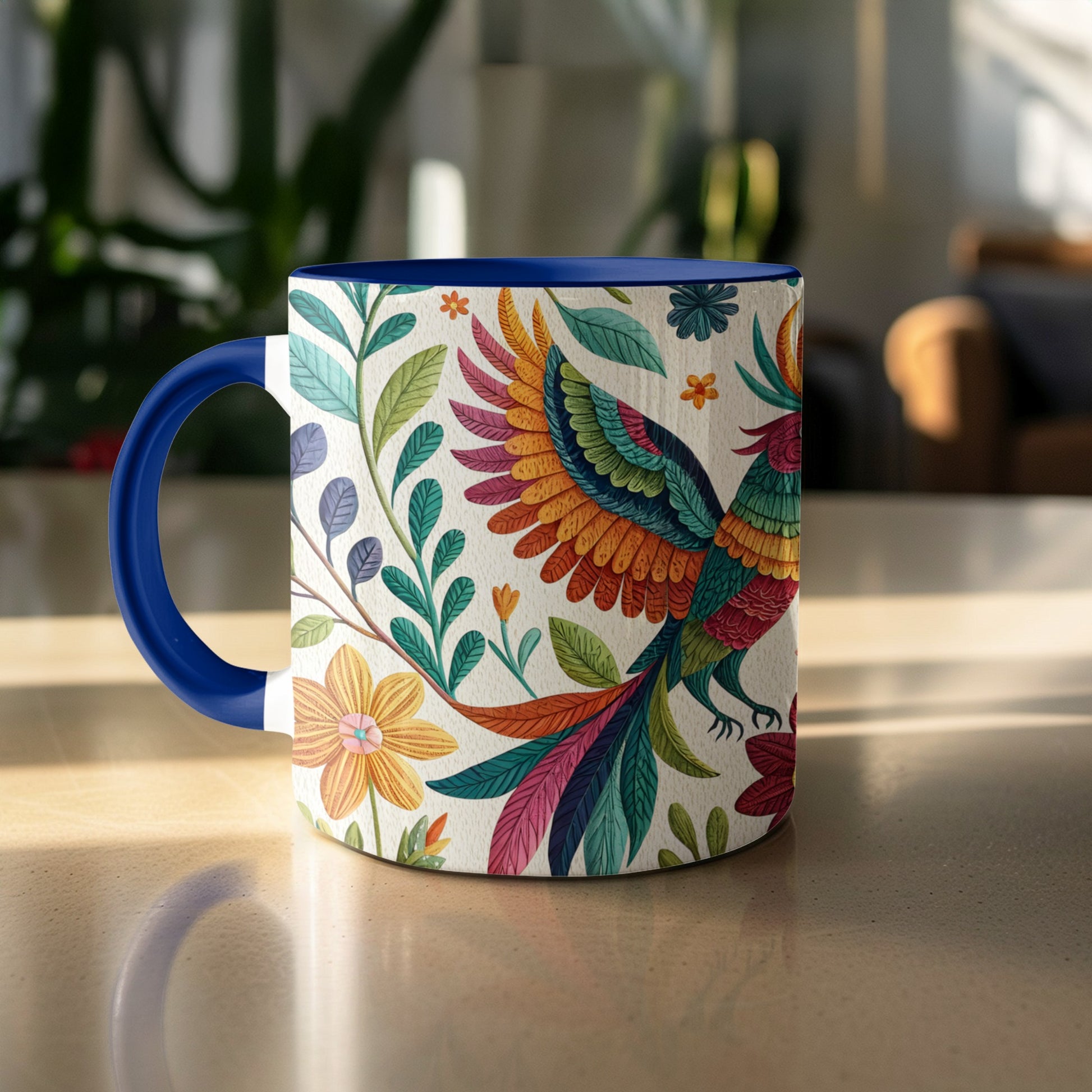 Vibrant Colorful Bird and Flower Pattern Mug product