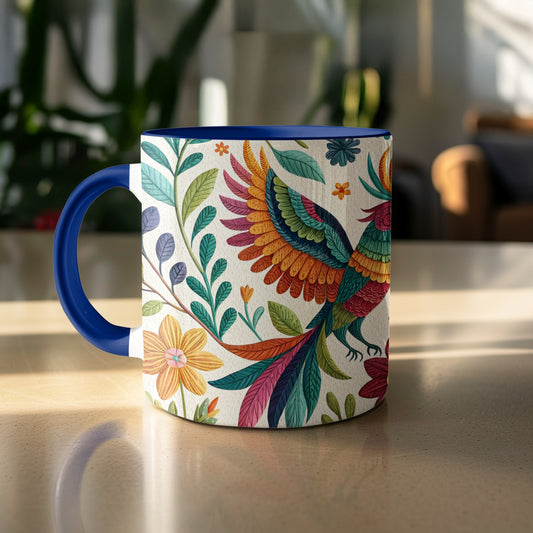 Vibrant Colorful Bird and Flower Pattern Mug product