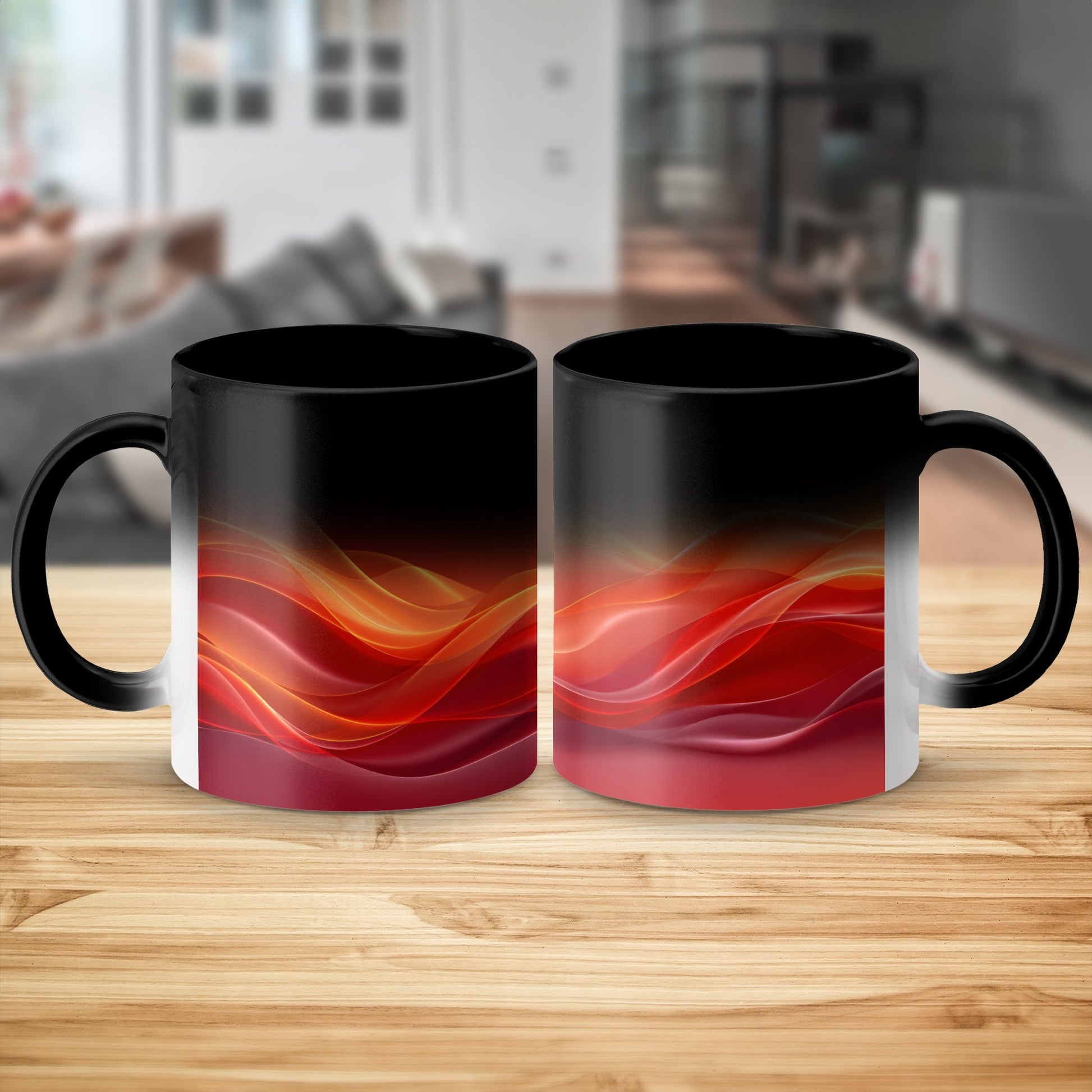 Colorful Waves Design Black and Red Mug product