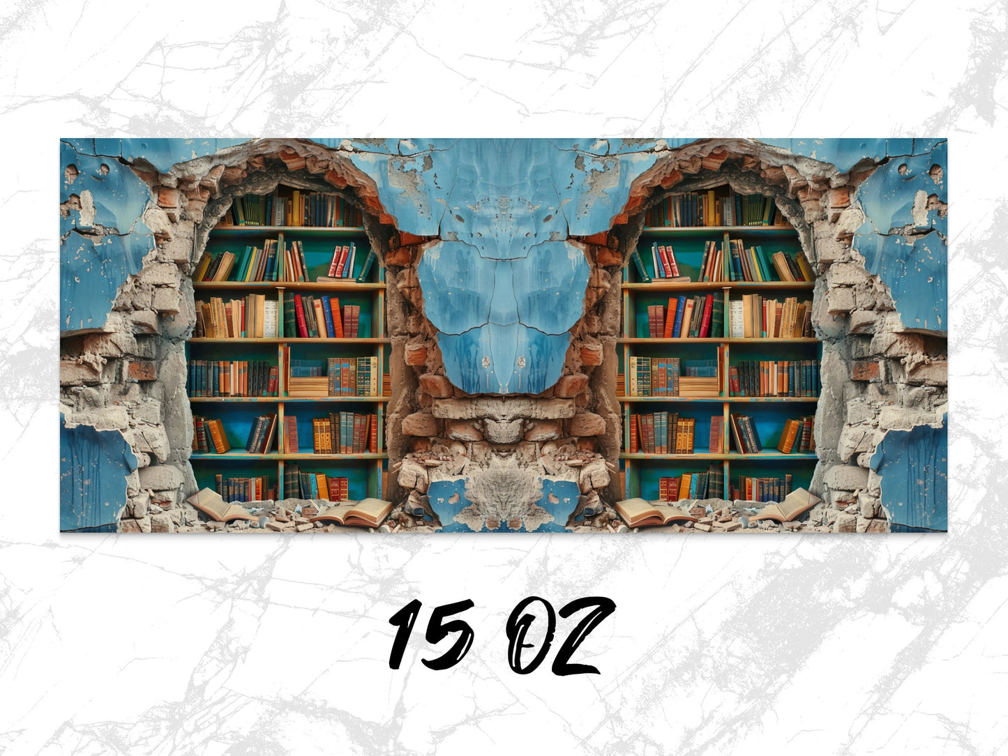Vintage Library Bookshelf Art Print, Colorful Wall Decor, Rustic Book Lover Gift, Unique Home Office Decoration