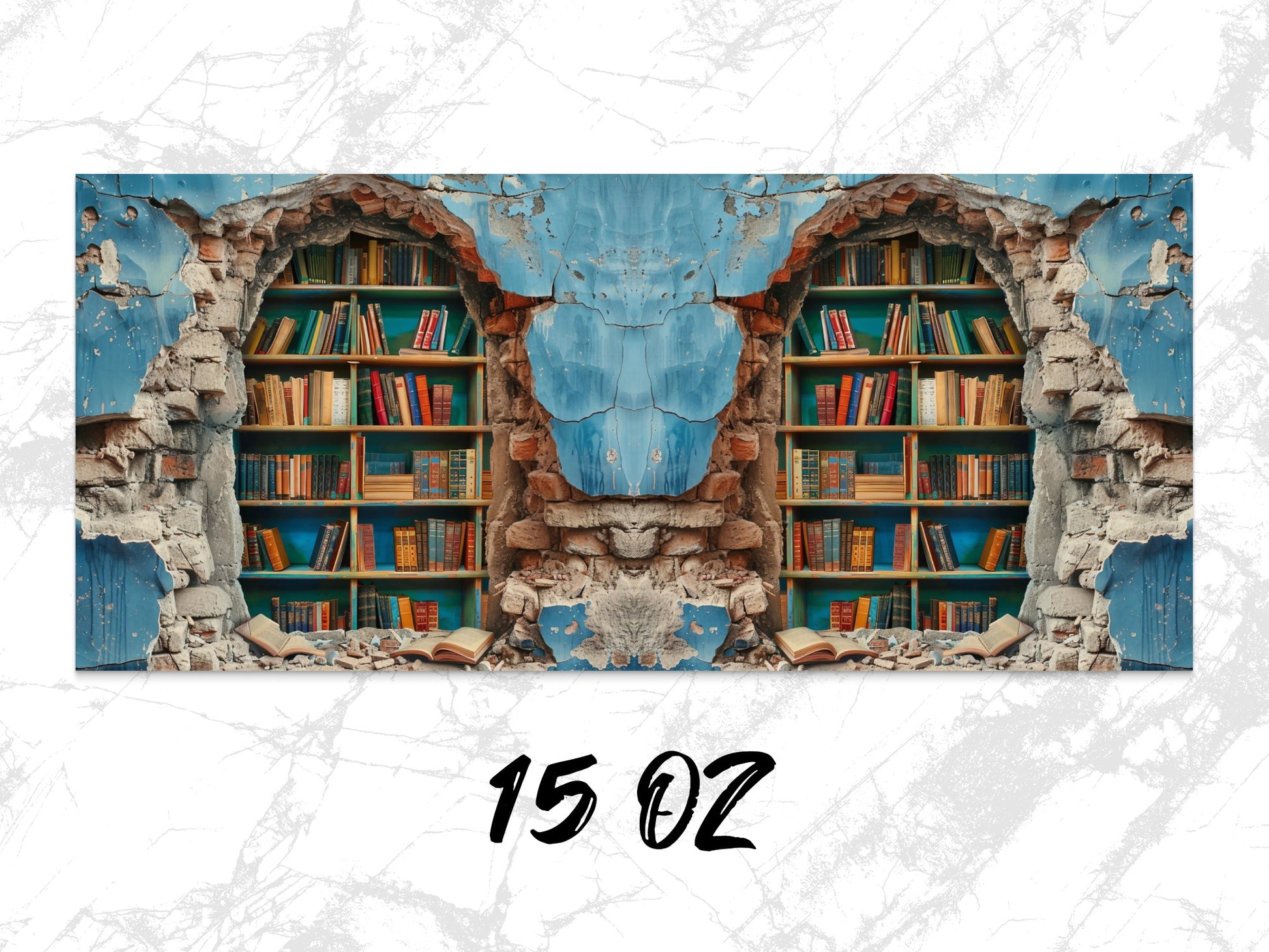 Vintage Library Bookshelf Art Print, Colorful Wall Decor, Rustic Book Lover Gift, Unique Home Office Decoration