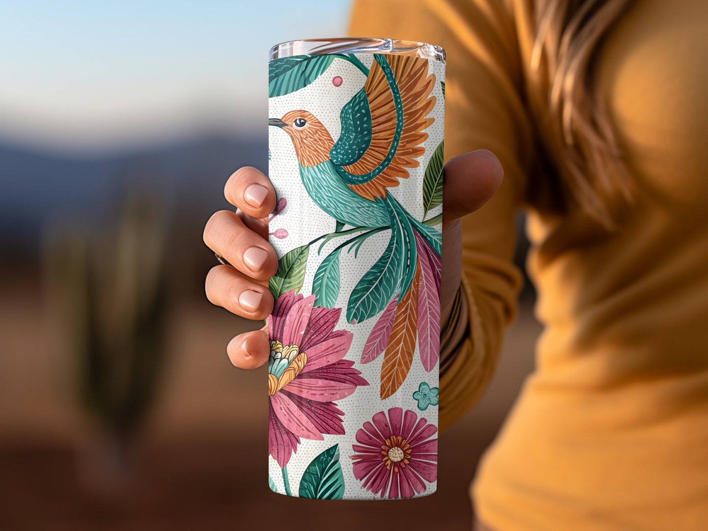 Colorful Bird and Flower Design Insulated Tumbler product