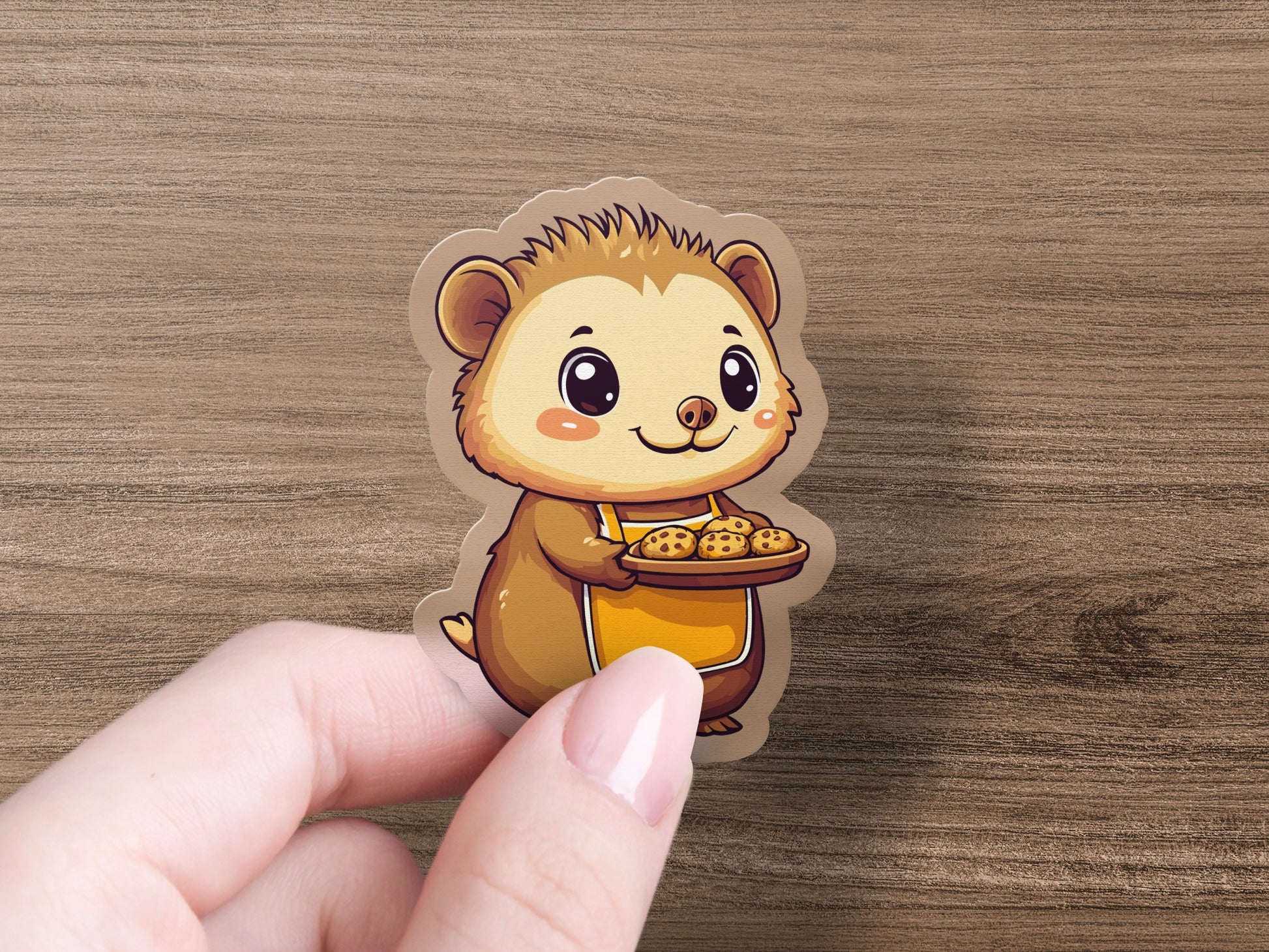 Adorable Hedgehog Holding Cookies Sticker product type