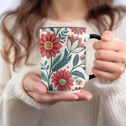 Floral Patterned Mug with Red Blooms product type