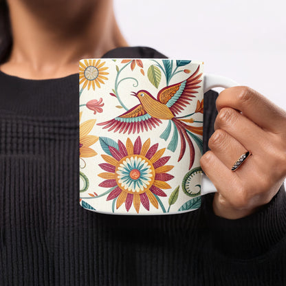 Vintage Floral Bird Ceramic Mug Coffee Tea product