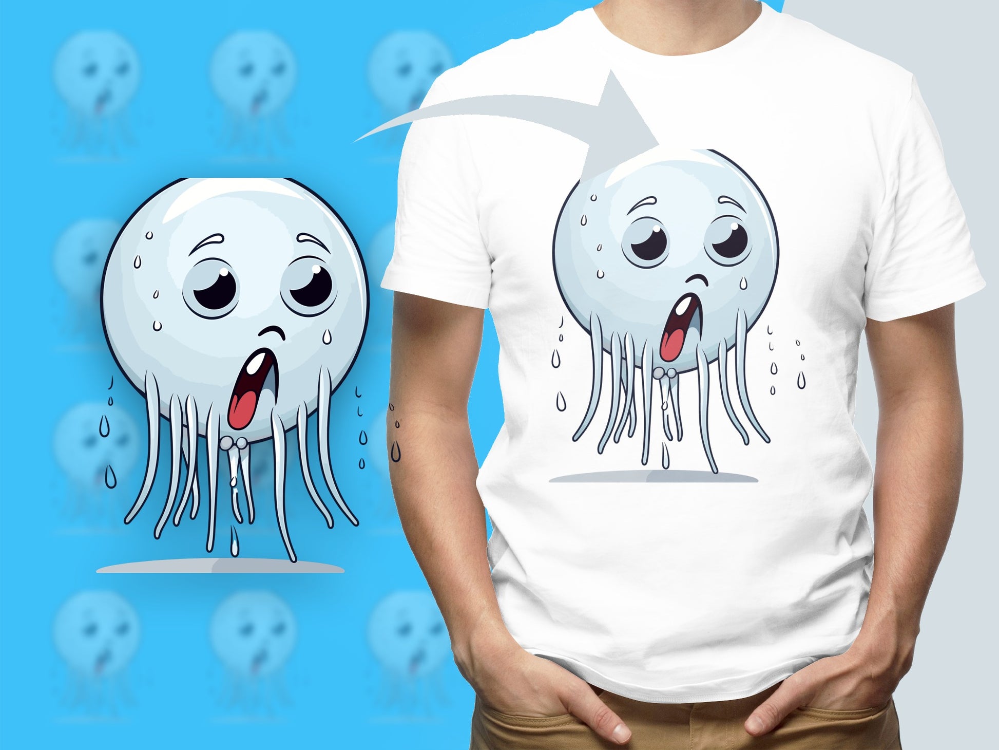 Funny Ghost Face T-Shirt, Cute Spooky Cartoon Graphic Tee, Unisex Casual White Shirt, Halloween Apparel