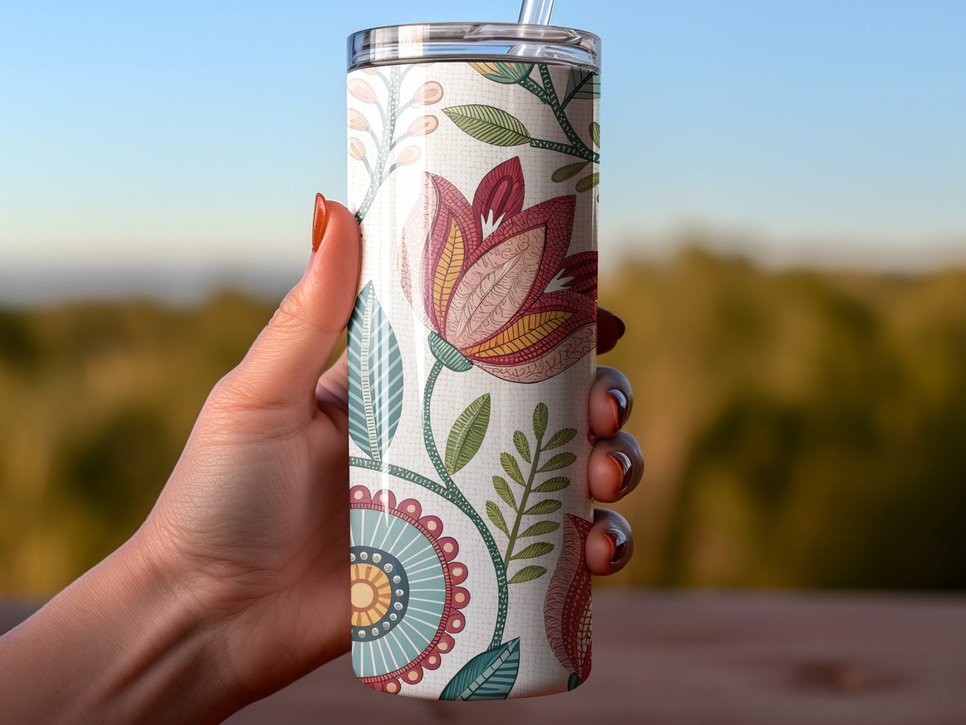 Floral Pattern Insulated Travel Tumbler product