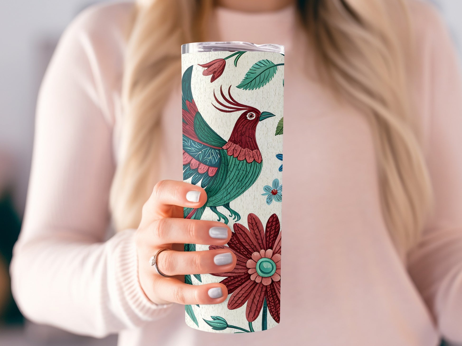 Colorful Bird and Floral Art Insulated Tumbler product