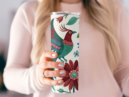 Colorful Bird and Floral Art Insulated Tumbler product