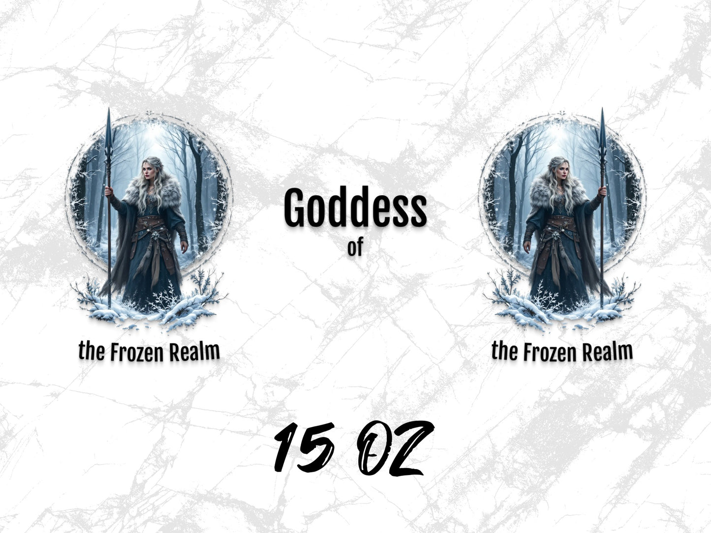 Goddess of the Frozen Realm Poster, Fantasy Ice Queen Art Print, 15 oz Wall Decor